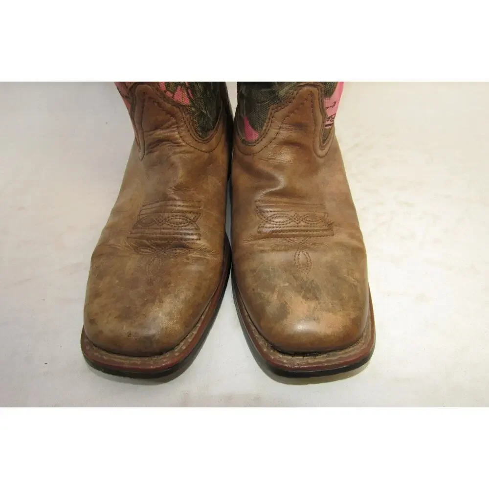Smoky Mountain Youth Sz 3.5 D Pink Tree Camo Brown Leather Buckaroo Cowboy Boots